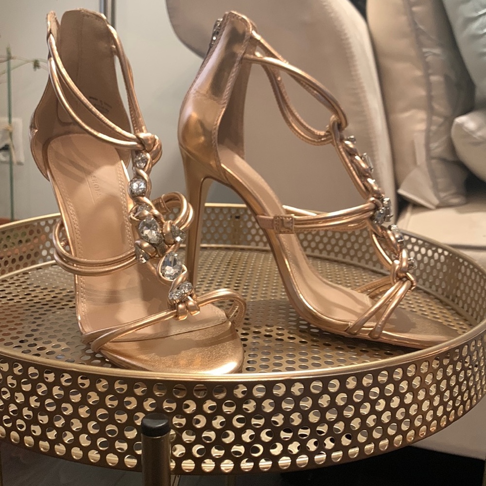 ASOS Size 7 (US size 9) gem high heel, rose gold
